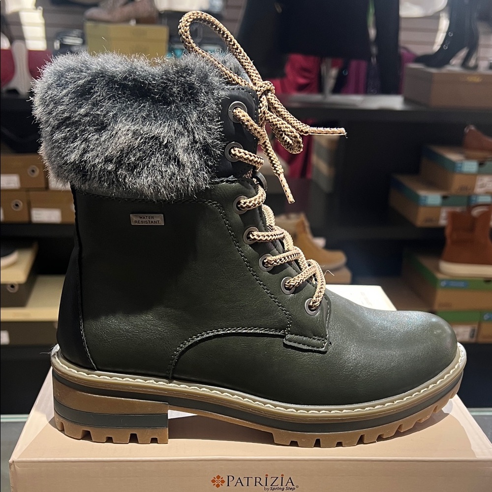 Spring Step Olive Fur-Lined Winter Boots